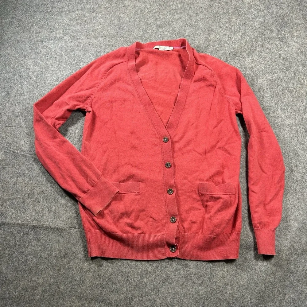 Boden Sweater Womens 6 Button Front Cardigan V-Neck Red Casual
